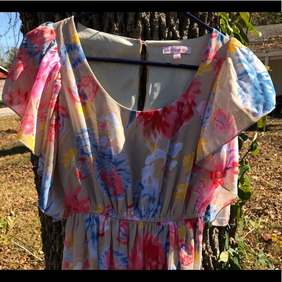 Margo & Sebastian floral flutter sleeve dress - Picture 6 of 13